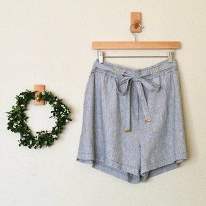 NWOT Michael Kors Gray-White Pinstripe Tie Shorts